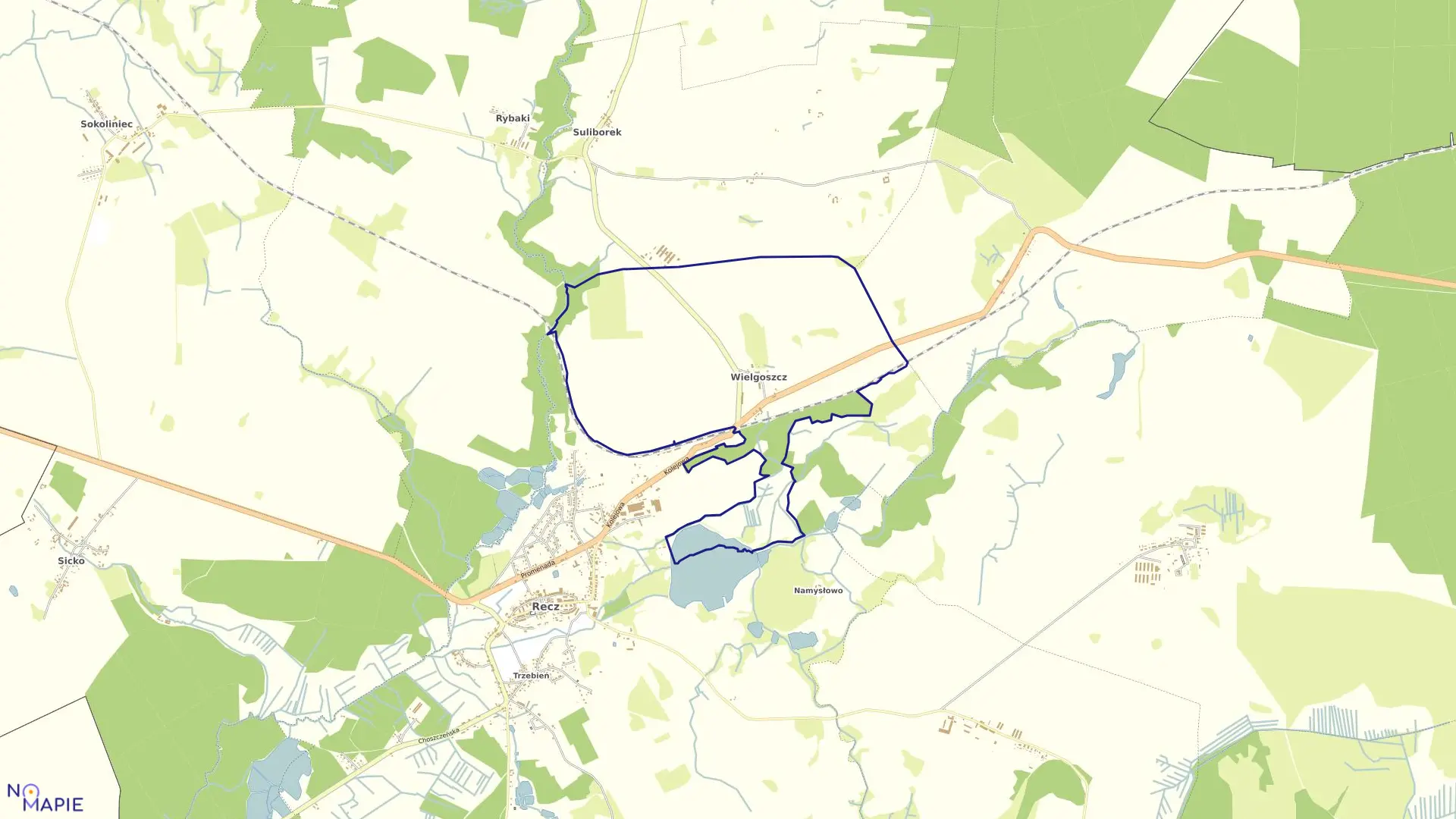 Mapa obrębu WIELGOSZCZ w gminie Recz